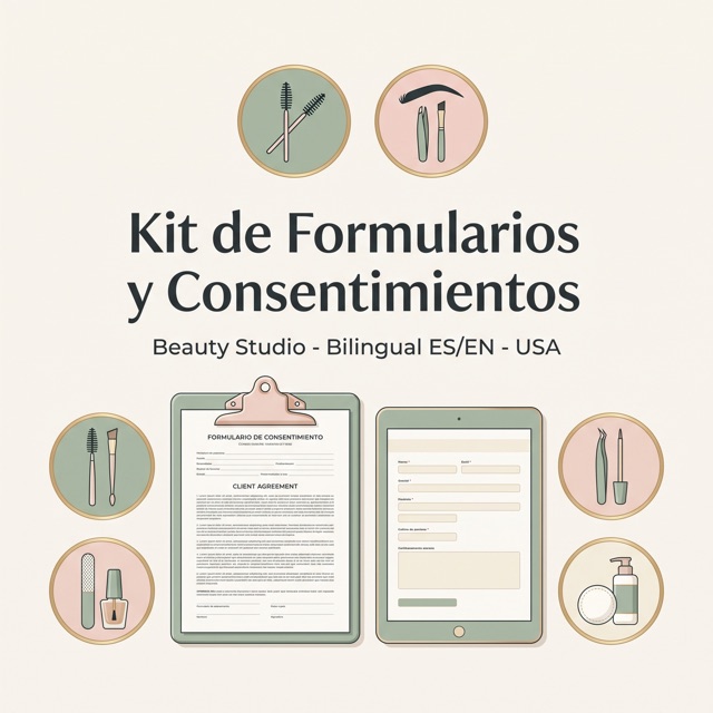 Cover of the Spanish client intake and consent forms bundle for beauty studios
