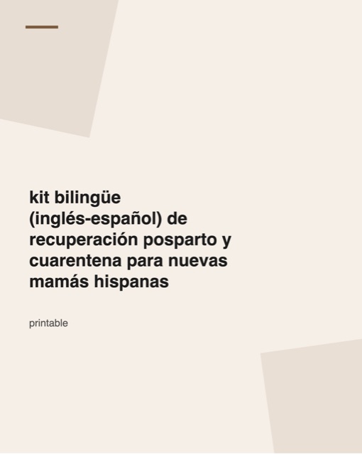 Cover of the bilingual postpartum recovery planner printable