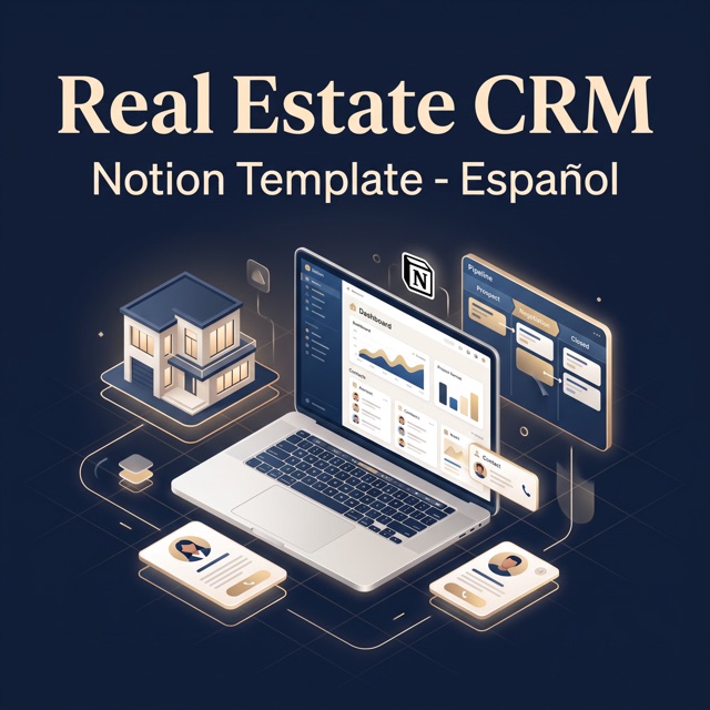 Cover of the Spanish-language Real Estate CRM Notion template