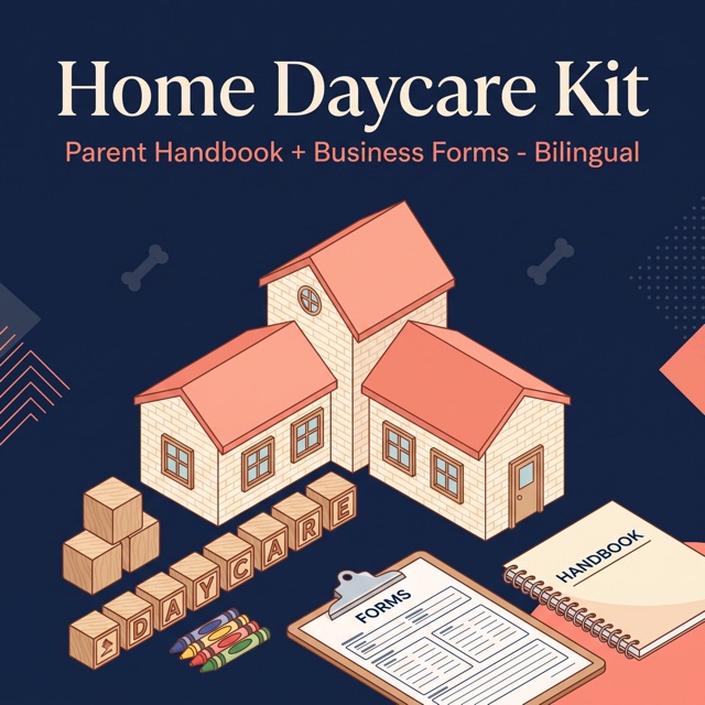 Cover of the bilingual home daycare parent handbook and forms kit