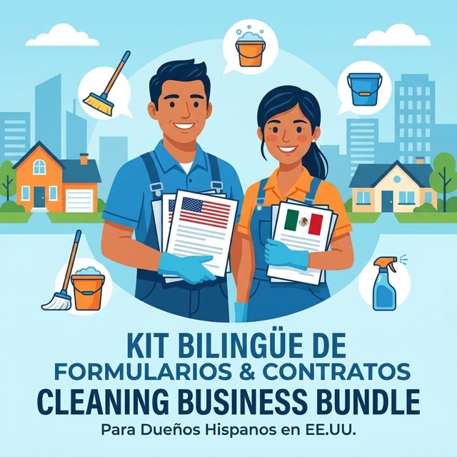Cover of the bilingual cleaning business contract bundle
