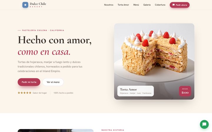 Desktop screenshot of the Dulce Chile Bakery ordering website