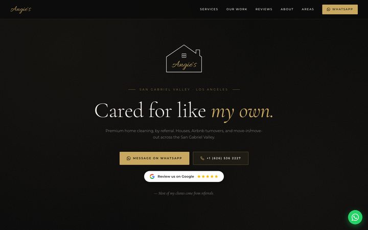 Desktop screenshot of the Clean by Angie residential cleaning booking website