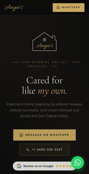Mobile screenshot of the Clean by Angie booking website